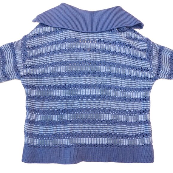 525 Rachel Sailor Open Stitch Pullover Sweater | Forever Blue Multi | NWOT | M? - Picture 5 of 9